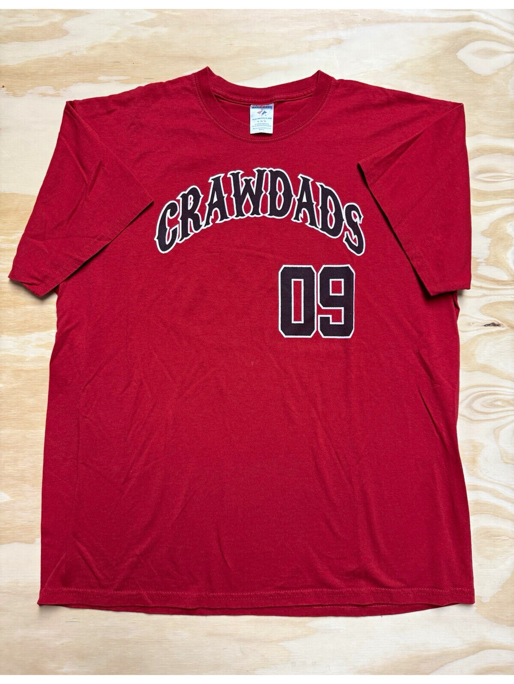 Jerzees Men’s XL Red Crawdads 09 Graphic Logo Crew Neck Knit T-Shirt